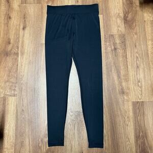 Lands End Womens Solid Black Base Layer Pull On Legging Pants Stretch Size XS